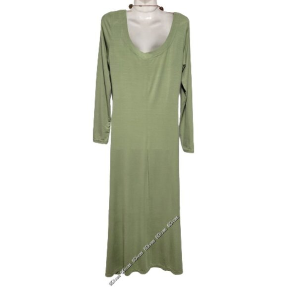 Green Long Dress Bamboo Dress Maxi Midi Dress _ Size L - Picture 7 of 14